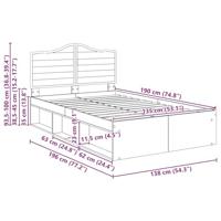 Bedframe Ambachtelijk eiken 135 x 190 cm Massief grenenhout - thumbnail