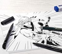 Faber Castell Tekenstift Pitt Artist Pen - Manga 4-delig etui - zwart - thumbnail
