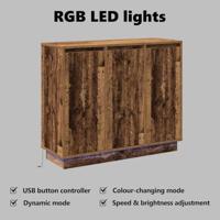 LED Sideboard Oudhout 90 x 32 x 75 cm Bewerkt hout - thumbnail