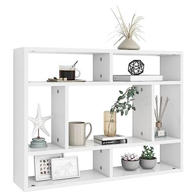 Wandschap 75x16x55 cm bewerkt hout wit