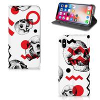Mobiel BookCase Apple iPhone Xs Max Skull Red - thumbnail