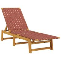 Ligbedden 2 st met tafel massief acaciahout rood - thumbnail