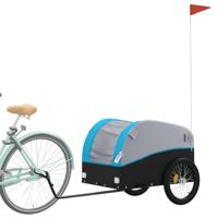 Fietstrailer 45 kg ijzer zwart en blauw - thumbnail