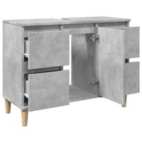 Wastafelkast 80x33x60 cm bewerkt hout betongrijs - thumbnail