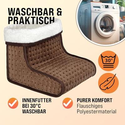 Elektrische voetenwarmer bruin met 6 warmtestanden 100W