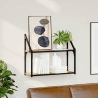 Wandplank artisanaal eikenkleurig 60 x 21 x 51 cm Bewerkt hout - thumbnail