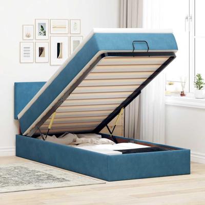 Ottoman bed met matras en LED's 90x190cm fluweel donkerblauw