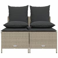 4-delige Loungeset met kussens poly rattan lichtgrijs - thumbnail
