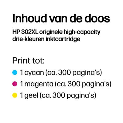 Compatibele inktcartridge HP 302XL Geel Cyaan Magenta Tricolor - thumbnail