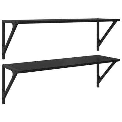 Wandplanken 2 pcs Zwart Eiken 80 x 25 x 25,5 cm Bewerkt hout