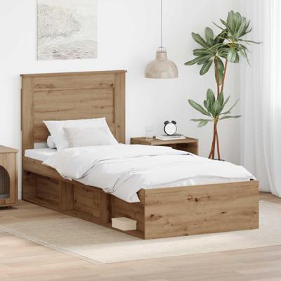 Bedframe Ambachtelijk eiken 90 x 200 cm Massief grenenhout