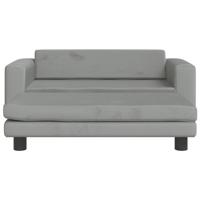 Kinderbank met voetensteun 100x50x30 cm fluweel lichtgrijs - thumbnail