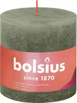 Bolsius kaars rustiek 10x10 cm fresh olijf