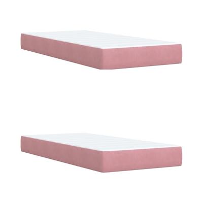 Boxspring met matras fluweel roze 200x200 cm