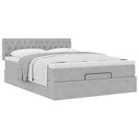 Ottoman bed met matras 140x200cm fluweel lichtgrijs - thumbnail