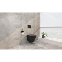 Wiesbaden Vesta Wandcloset Rimless met Bidetkraan - Koud Water - met Vesta Toiletzitting - Mat Zwart - thumbnail