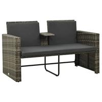 3-delige Loungeset met kussens poly rattan grijs - thumbnail