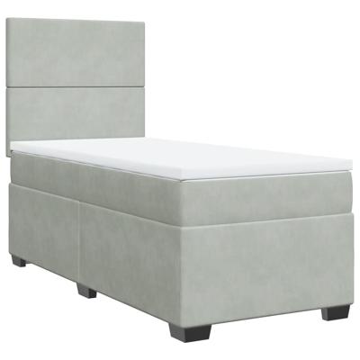 Boxspring met matras fluweel lichtgrijs 90x190 cm