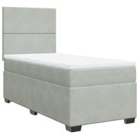 Boxspring met matras fluweel lichtgrijs 90x190 cm - thumbnail