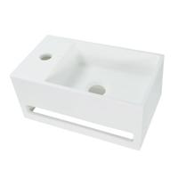 Fontein BWS Veroni met Handdoekhouder Solid Surface Mat Wit (kraangat links) - thumbnail