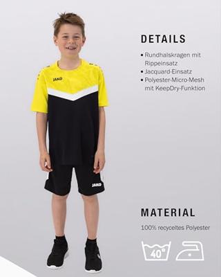 JAKO 6124K T-Shirt Iconic Kids - Zwart/Zachtgeel - 116
