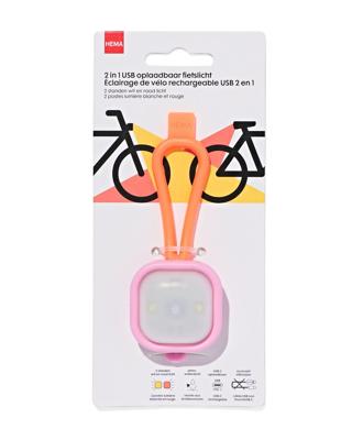 HEMA USB fietslampje voor- en achter roze