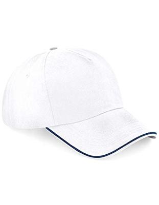 Beechfield CB25c Authentic 5 Panel Cap - Piped Peak - White/French Navy - One Size
