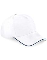 Beechfield CB25c Authentic 5 Panel Cap - Piped Peak - White/French Navy - One Size - thumbnail