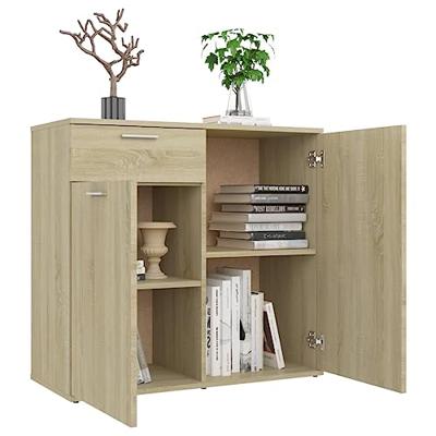 Dressoir 80x36x75 cm bewerkt hout sonoma eikenkleurig