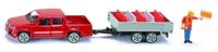 Siku Volkwagen pick up met kantelaanhangwagen rood/zilver (3543) - thumbnail