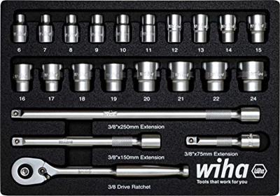 Wiha Ratelsleutelset | 3/8" | 23-delig | incl. schuiminzetstuk - 44708 - 44708