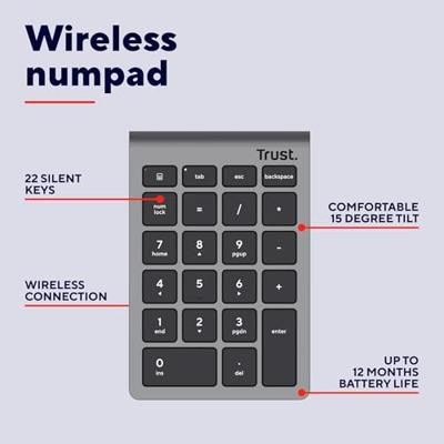 Trust Xalas Numeriek Toetsenbord Draadloos Zilver Trust Xalas Numeriek Toetsenbord Draadloos Zilver