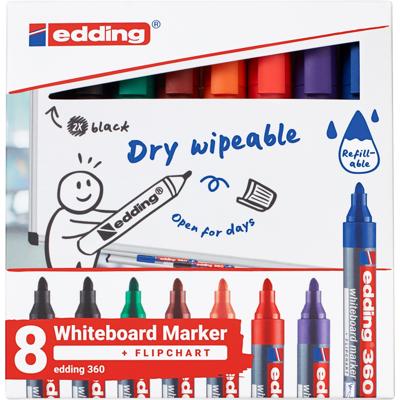 Whiteboardmarker edding 360 rond 1.5-3mm assorti 8 stuks Whiteboardmarker edding 360 rond 1.5-3mm assorti 8 stuks