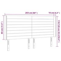 Hoofdbord met randen 203x16x118/128 cm fluweel lichtgrijs - thumbnail