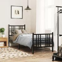 Bedframe met hoofd- en voeteneinde metaal zwart 75x190 cm - thumbnail