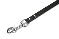 Hondenriem van leer 130cm x 16mm zwart - thumbnail