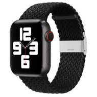 Braided nylon bandje - Zwart - Geschikt voor Apple Watch 38mm / 40mm / 41mm / 42mm - thumbnail