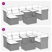 8-delige Loungeset met kussens poly rattan zwart - thumbnail