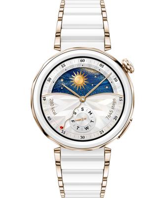 HUAWEI WATCH GT 5 Pro 42 mm Smartwatch, scherp ontwerp, professioneel sporthorloge, gezondheidstracking, ECG-bewaking, tot 14 dagen batterijduur, GPS, Bluetooth-oproep, iOS en Android, wit keramiek