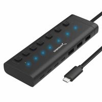 SABRENT USB C Hub 7 Port 20W met schakelaars (HB-3A4C) - thumbnail