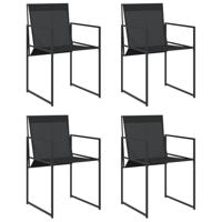 Tuinstoelen 4 st staal en textileen zwart - thumbnail