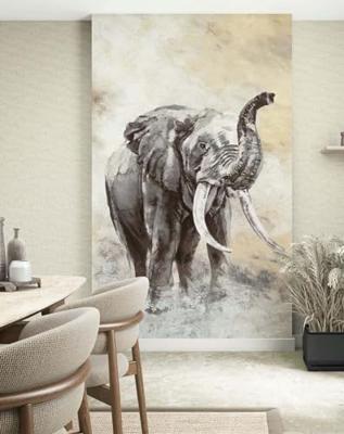 Marburg Travertino Behang met houten latjes - 33396