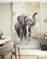 Marburg Travertino Behang met houten latjes - 33396 - thumbnail