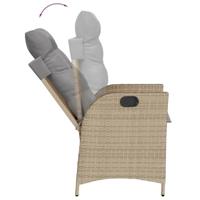 Tuinstoel verstelbaar met kussens poly rattan gemengd beige - thumbnail