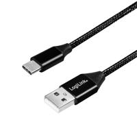 USB 2.0 aansluitkabel, USB (type A) naar USB (type C) zwart, 1m - thumbnail