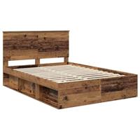 Bedframe met hoofdeinde Oudhout 135 x 190 cm Massief grenenhout - thumbnail
