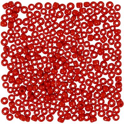 Creativ Company Rocailles, d 3 mm, afm 8/0, gatgrootte 0,6-1,0 mm, donkerrood, 25 gr/ 1 doos