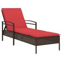 Ligbed met kussen bruin 63x200x81 cm poly rattan (alleen VS) - thumbnail
