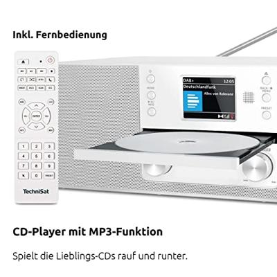 TechniSat DIGITRADIO 370 CD IR Radio DAB+, DAB, VHF (FM), Internet WiFi, Bluetooth, CD, USB, Internetradio Incl. afstandsbediening Wit - thumbnail