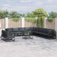Tuinbankenset met kussen 12 pcs Zwart Aluminium - thumbnail